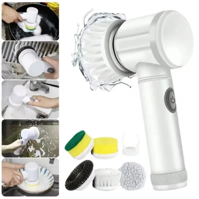 Electric Power Spin Scrubber 5 in 1 for Bathroom Cleaning for Tile Bathtub Sink with 5 Replaceable Brush Heads