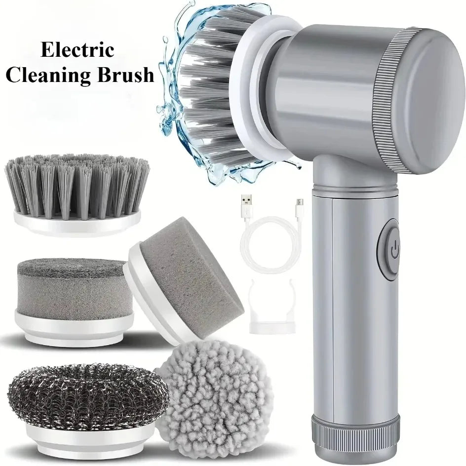 Electric Power Spin Scrubber 5 in 1 for Bathroom Cleaning for Tile Bathtub Sink with 5 Replaceable Brush Heads