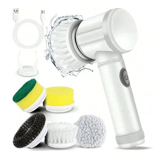 Electric Power Spin Scrubber 5 in 1 for Bathroom Cleaning for Tile Bathtub Sink with 5 Replaceable Brush Heads