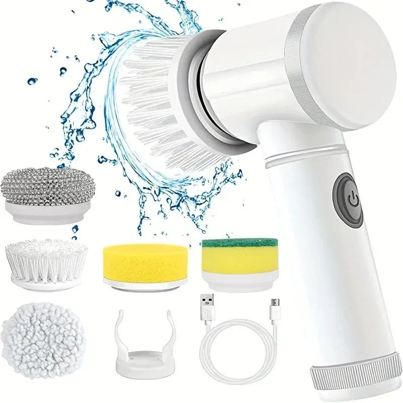 Electric Power Spin Scrubber 5 in 1 for Bathroom Cleaning for Tile Bathtub Sink with 5 Replaceable Brush Heads